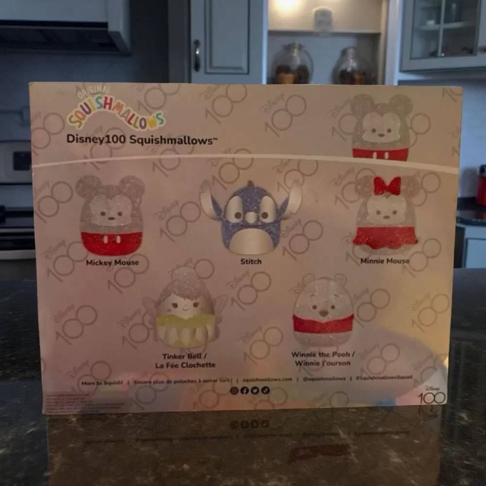 Sealed Disney 100 Plush Gift Box Set Stitch Tinker Bell Pooh Squishmallows 5”